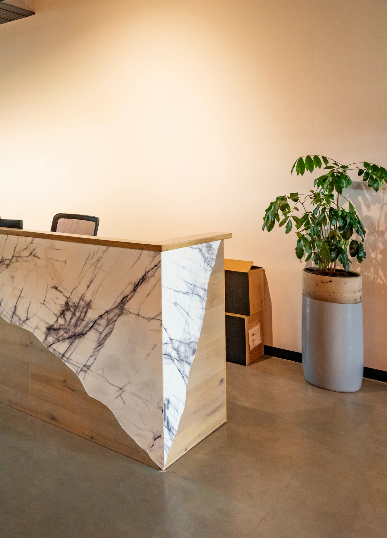 Reception desk with marble design