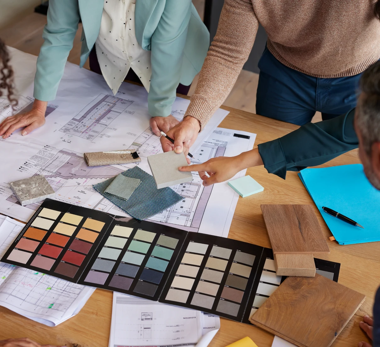 Architects selecting materials for a project